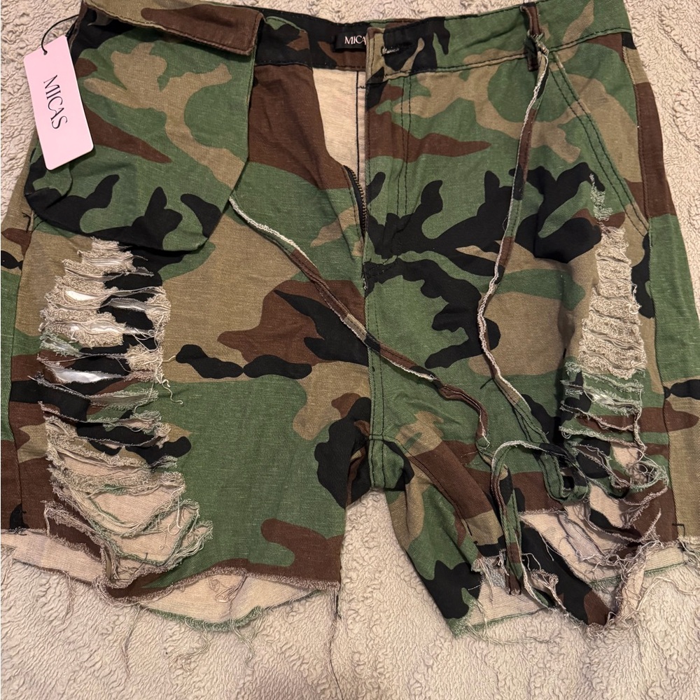 MCS Camo Distressed Women Shorts
